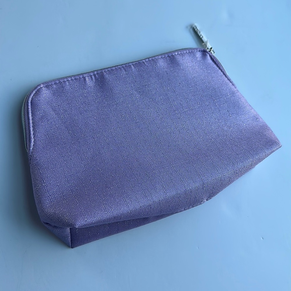 Lancôme makeup bag purple lavender metallic Dopp kit never used 10x6in clean - Picture 3 of 9